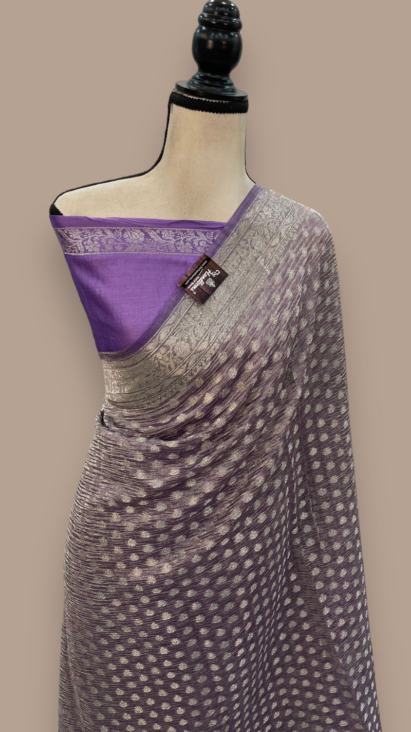 Pure Kora Tissue Crush Handloom Banarasi Saree - The Handlooms