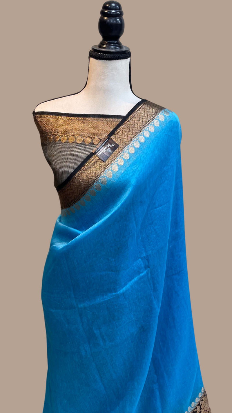 Pure linen Banarasi Saree - The Handlooms