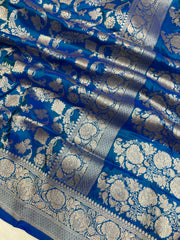 Pure Katan Silk Banarasi Handloom Saree - All Over Jaal Work - The Handlooms