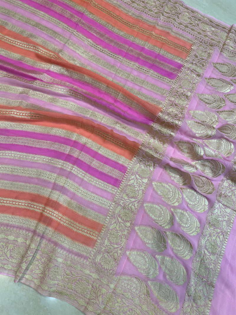 Pure Khaddi Georgette Dupatta - water zari - The Handlooms