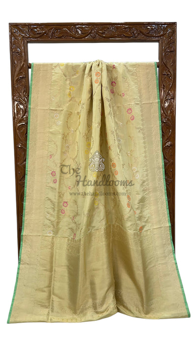 Pure Katan Tissue Silk Banarasi Handloom Saree - All over Kadiyal Jaal Work