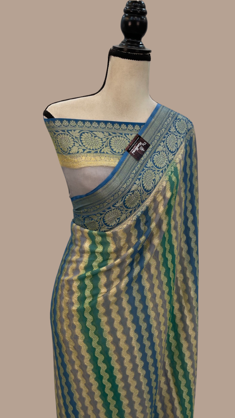 Rangkat Pure Chiffon Khaddi Banarasi Saree - The Handlooms