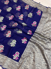 Khaddi Georgette Handloom Banarasi Saree - All Over Jaal Work with meenakari - The Handlooms