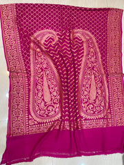 Pure Khaddi Georgette Dupatta - gold zari - The Handlooms
