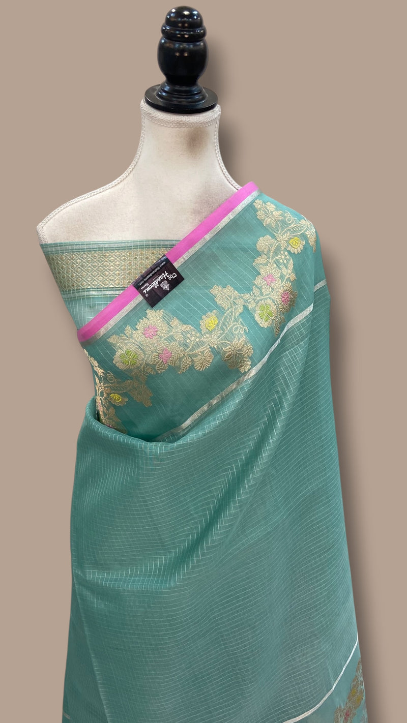 Pure Kora Silk Handloom Banarasi Saree - All Over Kadua Motifs