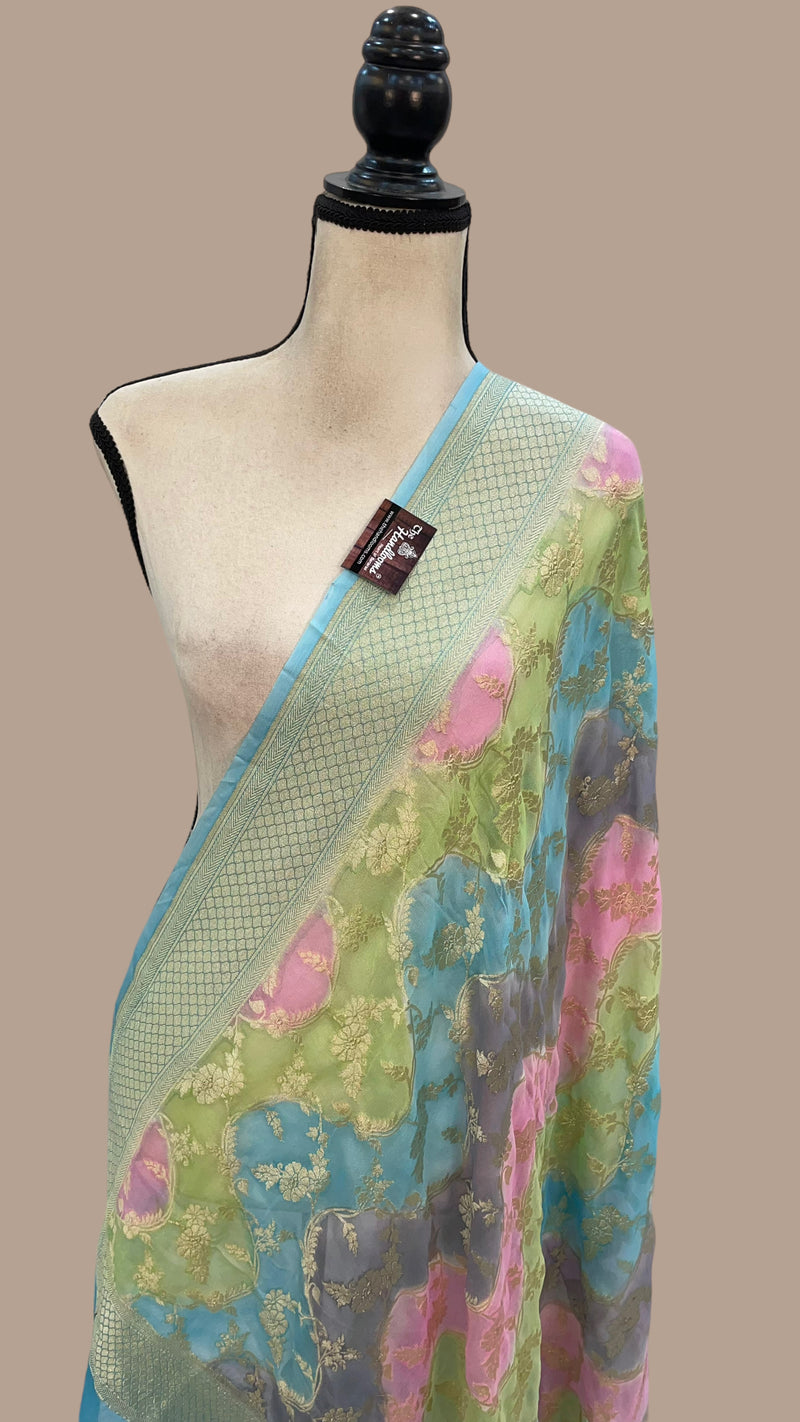 Rangkat Pure Khaddi Georgette Handloom Dupatta - The Handlooms