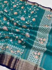 Pure Organza Chikankari Handloom Banarasi Saree - The Handlooms