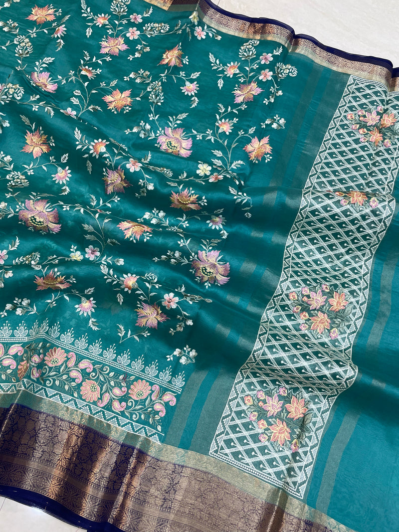 Pure Organza Chikankari Handloom Banarasi Saree - The Handlooms