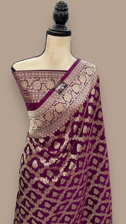 Pure Katan Silk Banarasi Handloom Saree - All Over Jaal Work - The Handlooms
