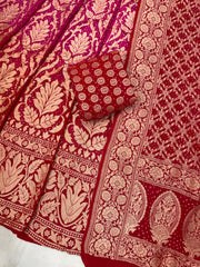 Pure Khaddi Georgette Bandhani Handloom Banarasi Lehenga - The Handlooms