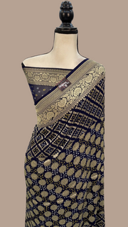 Pure Georgette Banarasi Bandhej Handloom Saree - The Handlooms