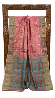 Tussar Silk Handloom Banarasi Saree With Chikankari - The Handlooms