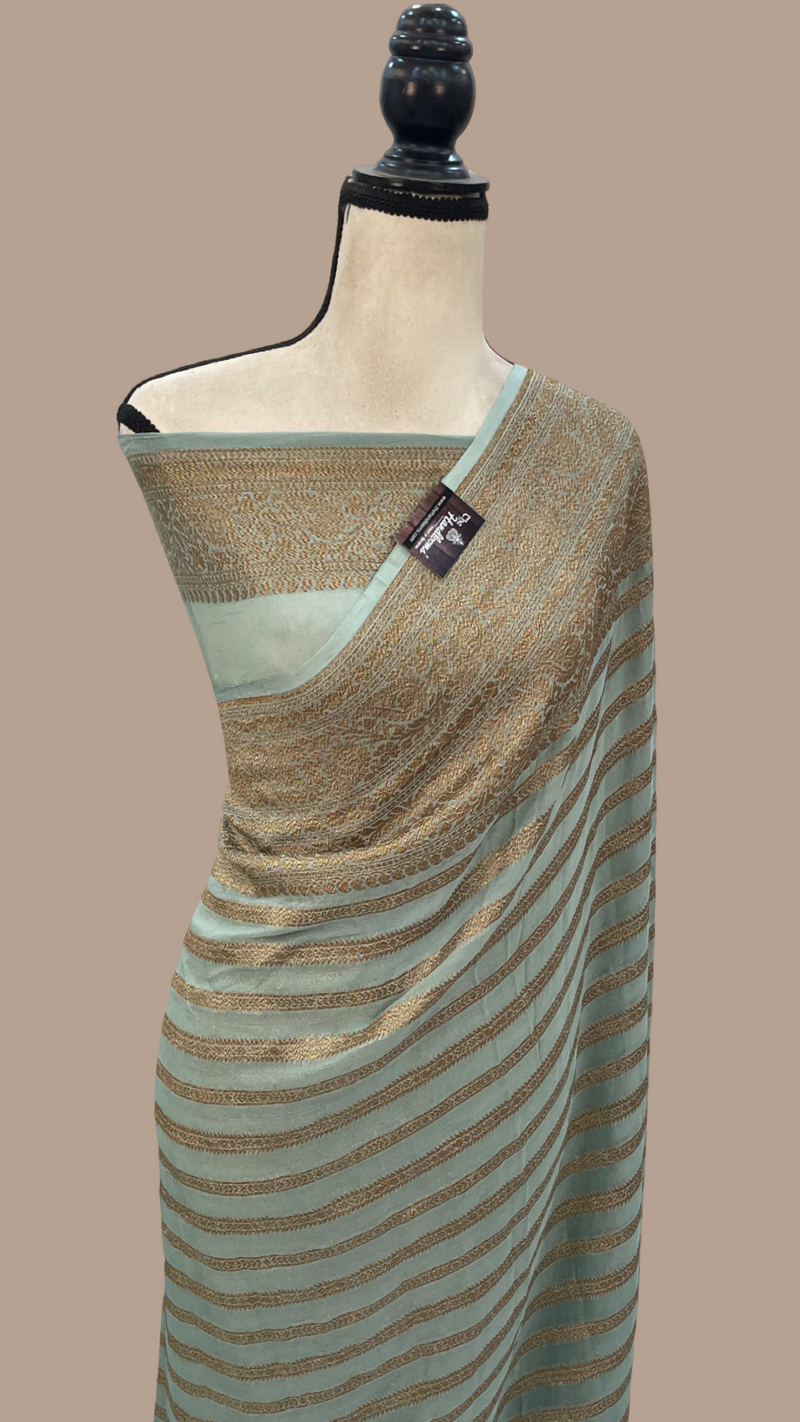 Khaddi Georgette Banarasi Saree -  Antique zari - The Handlooms