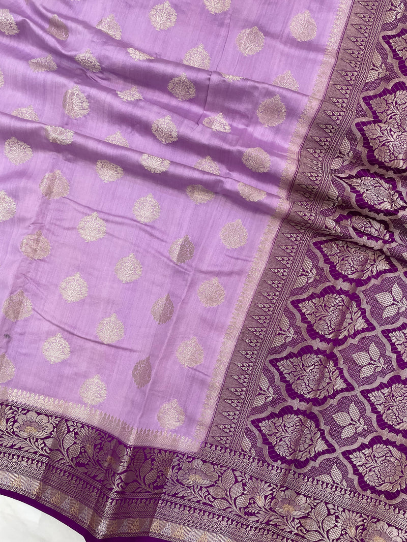 Pure Dupion Silk Banarasi Saree - Gold Zari - The Handlooms