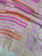 Pure Khaddi Georgette Dupatta - water zari - The Handlooms