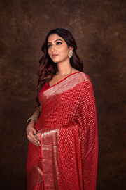 Pink Pure Chiffon Khaddi Banarasi Saree - The Handlooms