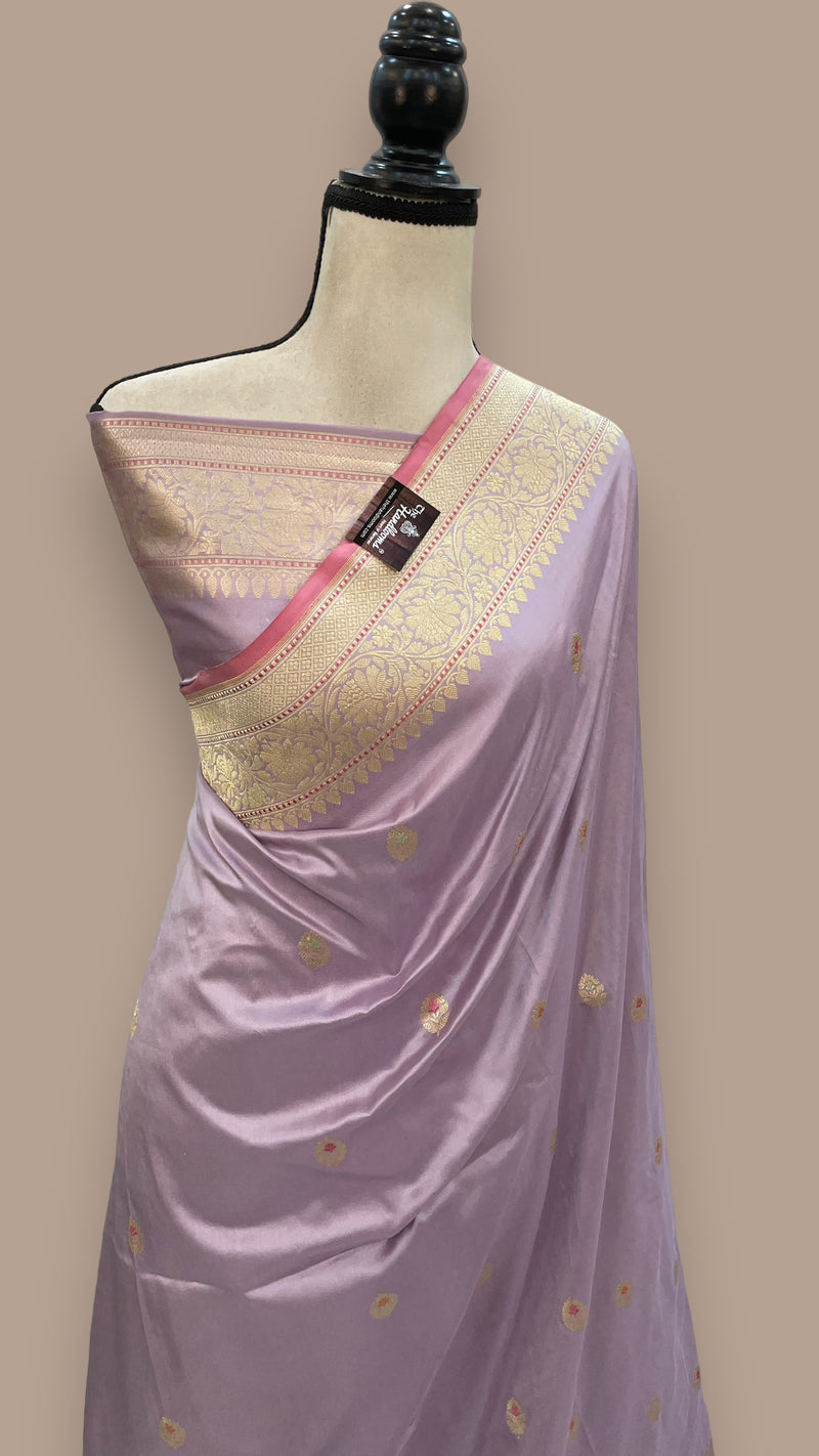 Pure Katan Silk Banarasi Handloom Saree - All over Kadua motifs With Meenakari - The Handlooms