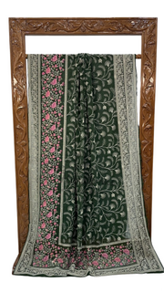 Pure Georgette Chikankari Handloom Banarasi Saree - The Handlooms