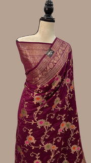 Pure Dupion Silk Banarasi Saree - Gold Zari - The Handlooms