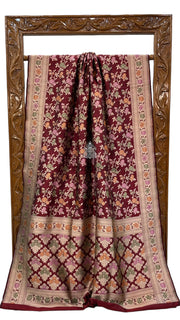 Pure Katan Silk Banarasi Handloom Saree - All over Jaal work with Meenakari - The Handlooms