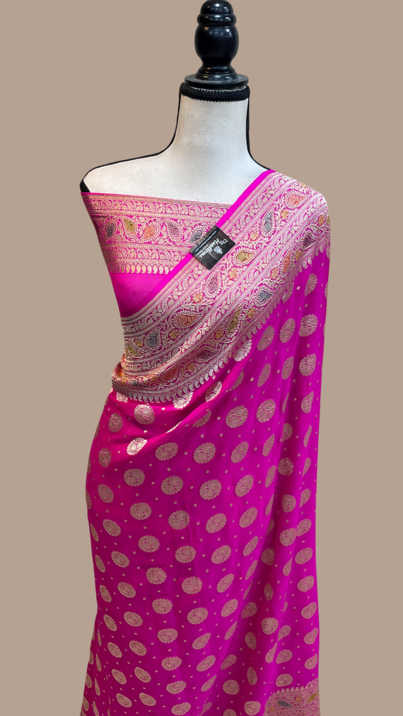 Pure Khaddi Georgette Banarasi Saree - water zari - The Handlooms