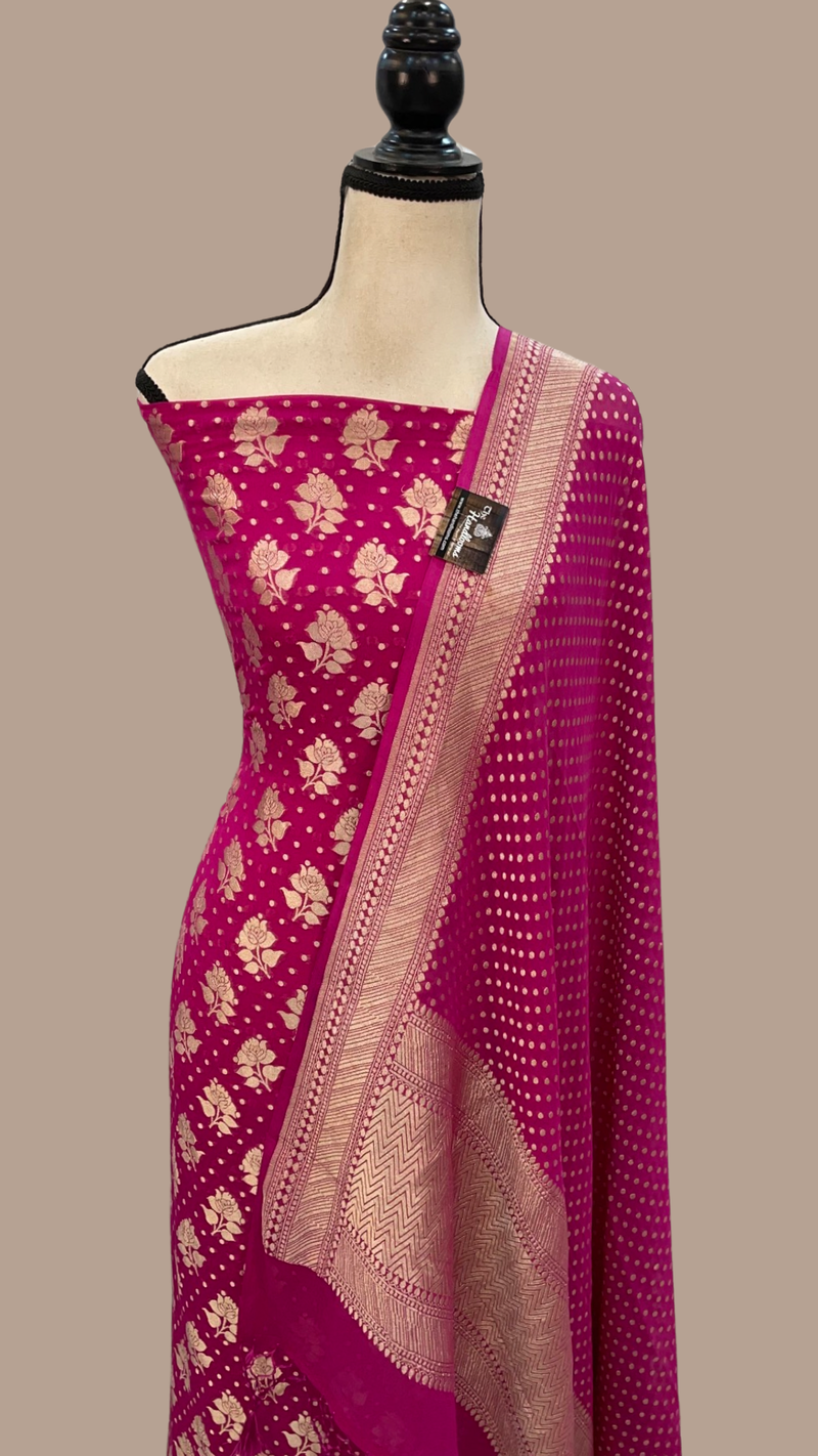 Pure Khaddi Georgette Banarasi Dress material - The Handlooms