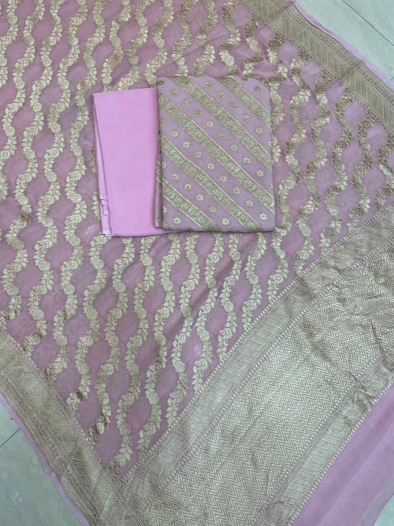 Pure Khaddi Georgette Banarasi Dress material - The Handlooms