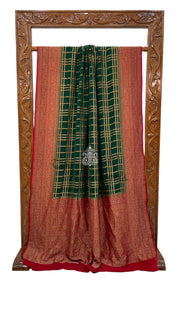 Green Pure Khaddi Georgette Handloom Banarasi Saree - The Handlooms