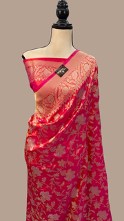 Pure Katan Silk Banarasi Handloom Saree - All Over Sona Roopa Jaal Work - The Handlooms