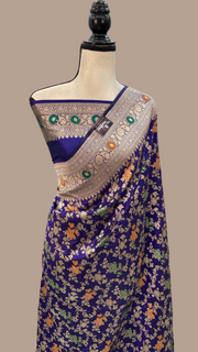 Pure Katan Silk Banarasi Handloom Saree - All over Jaal work with Meenakari - The Handlooms