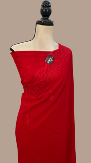 Pure Georgette Chikankari Handloom Banarasi Saree - The Handlooms