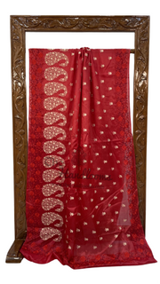 Tussar Silk Handloom Banarasi Saree With Chikankari - The Handlooms