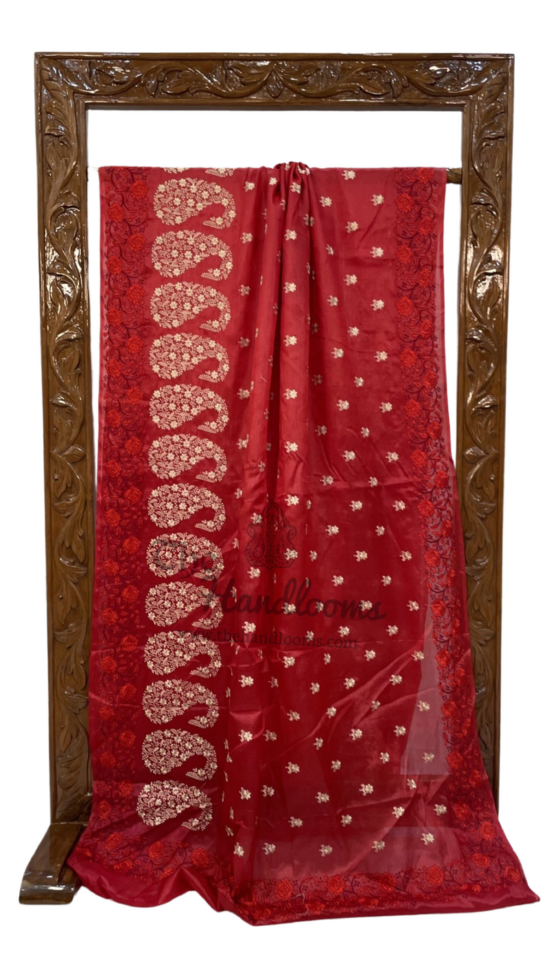 Tussar Silk Handloom Banarasi Saree With Chikankari - The Handlooms