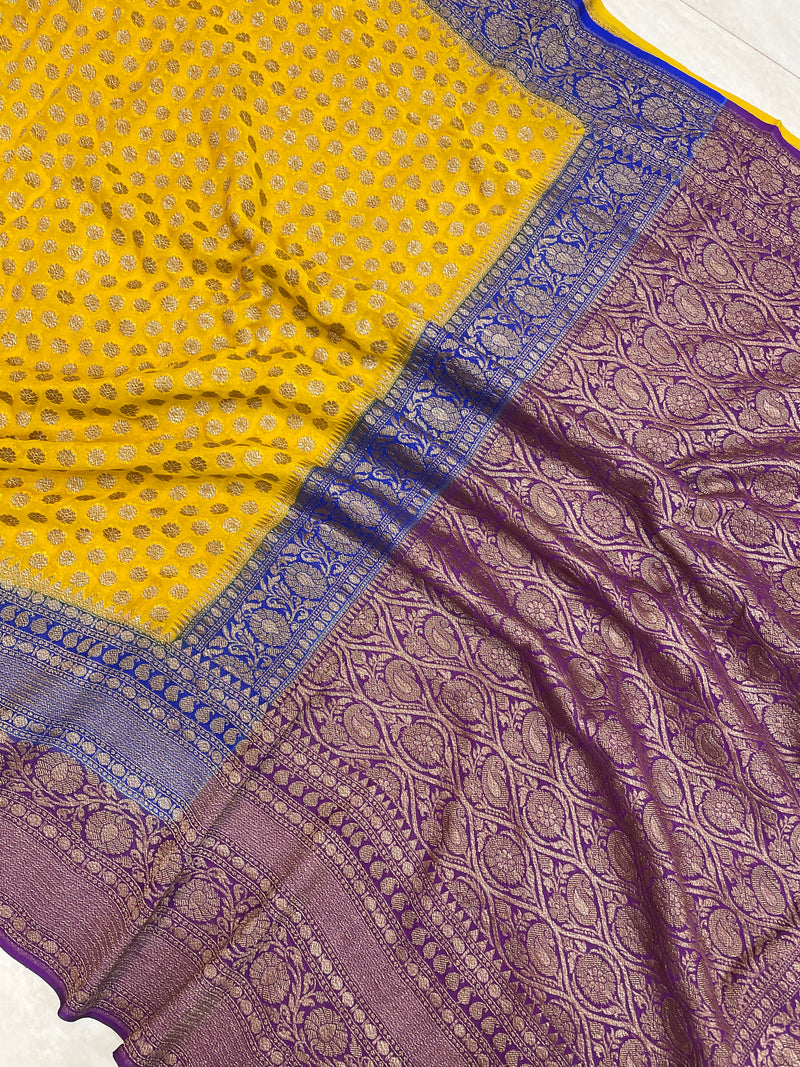 Khaddi Georgette Banarasi Saree -  Antique zari - The Handlooms