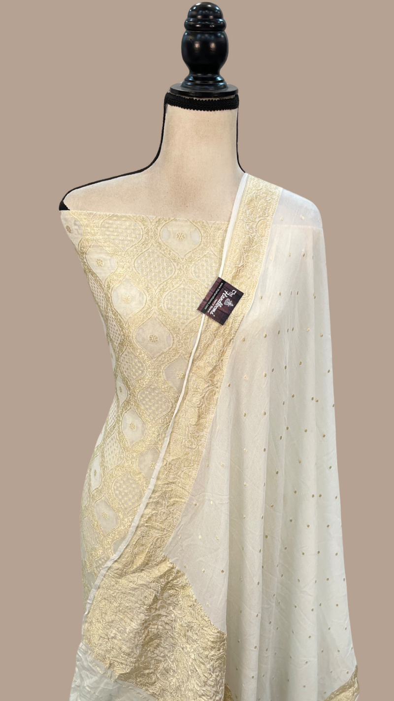 Khaddi Georgette Handlooms Banarasi Dress material - The Handlooms