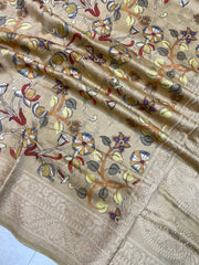 Pure Chanderi  Digital Print with Chikankari Handloom Banarasi Saree - The Handlooms