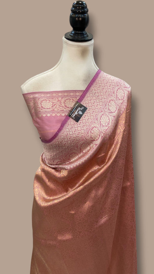 Regal Pure Katan Silk Banarasi Saree – Handwoven Tanchui Brocade - The Handlooms