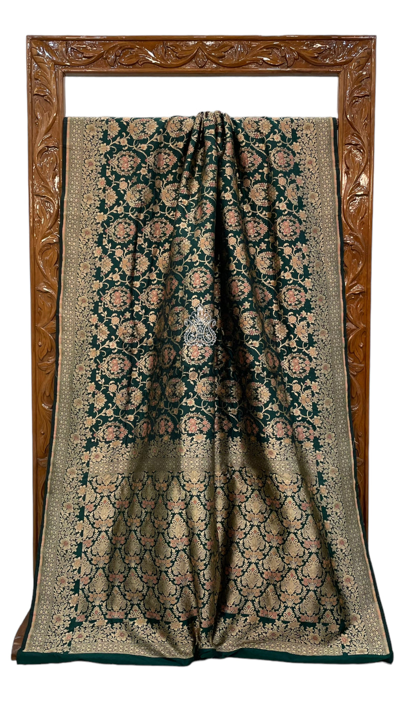 Pure Katan Silk Banarasi Handloom Saree - All over Jaal work with Meenakari - The Handlooms
