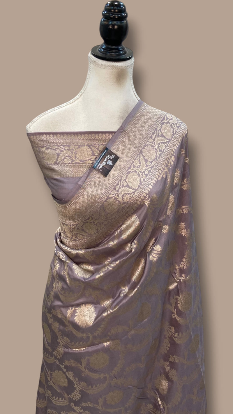 Pure Katan Silk Banarasi Handloom Saree - All Over Gold Zari Jaal Work