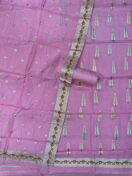 Pure Chanderi Cotton Banarasi Dress material
