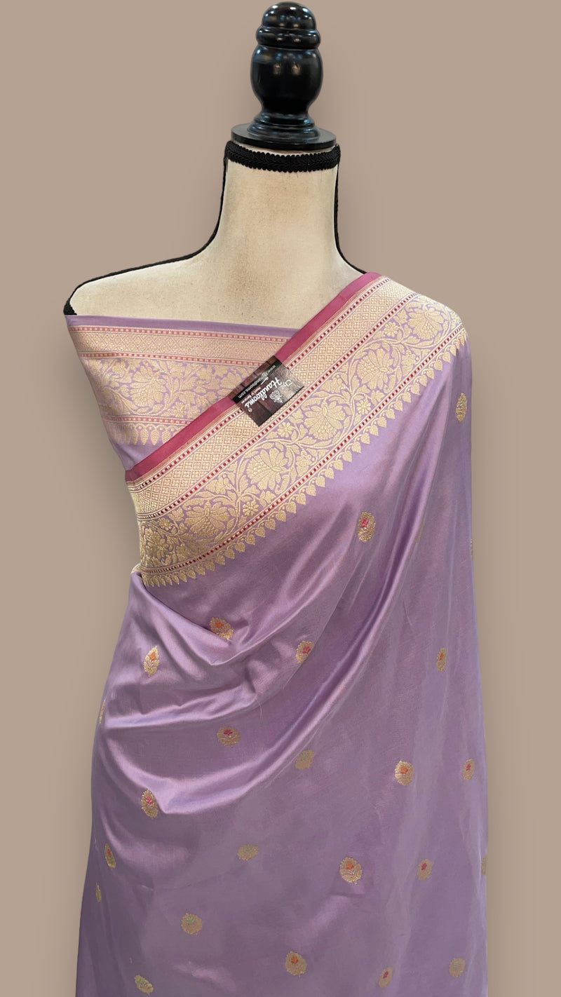 Pure Katan Silk Banarasi Handloom Saree - All over Kadua motifs With Meenakari - The Handlooms