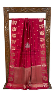 Red Pure Mango Silk Banarasi Handloom Saree - The Handlooms