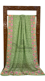 Pure Georgette Chikankari Handloom Banarasi Saree - The Handlooms