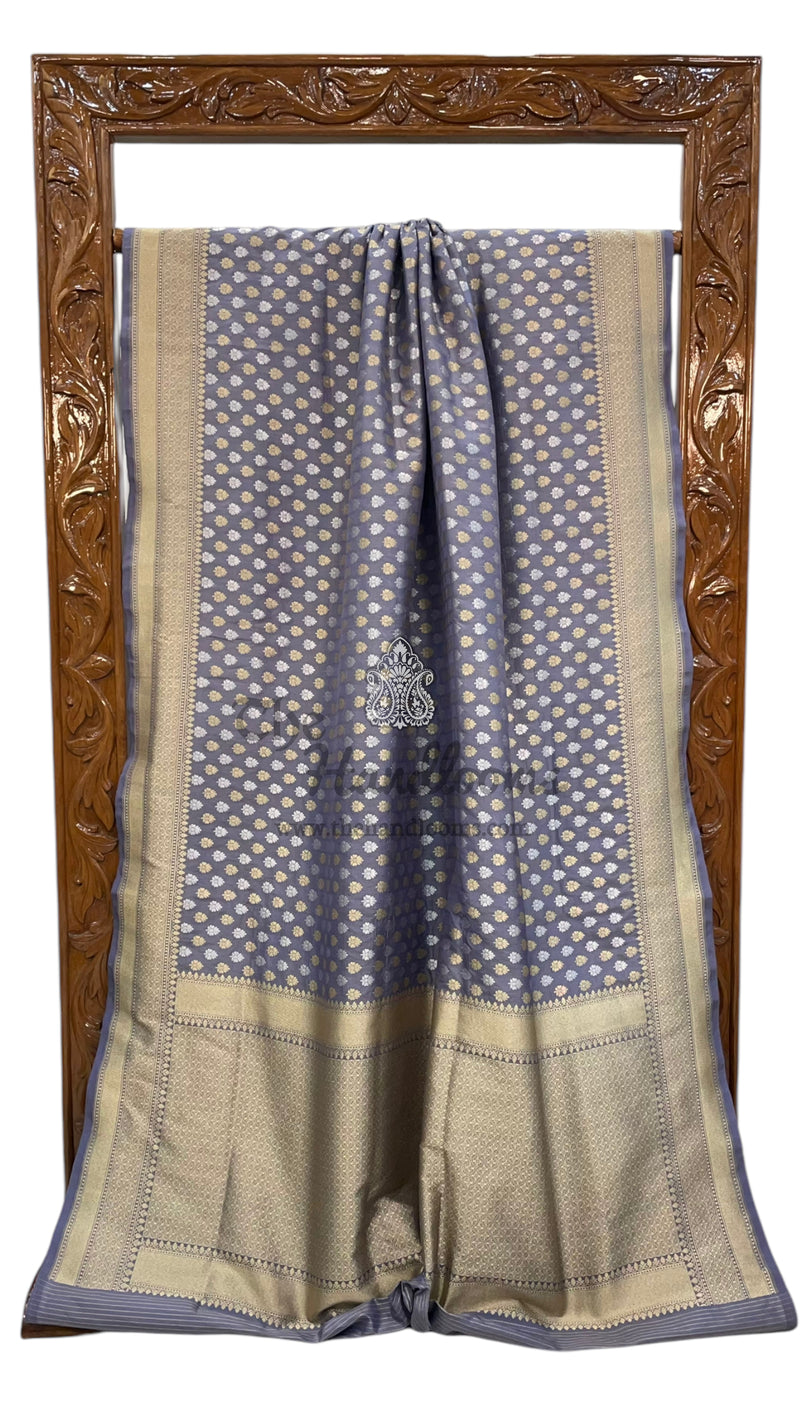 Pure Katan Silk Banarasi Handloom Saree - All over Sona Roopa Jaal work - The Handlooms