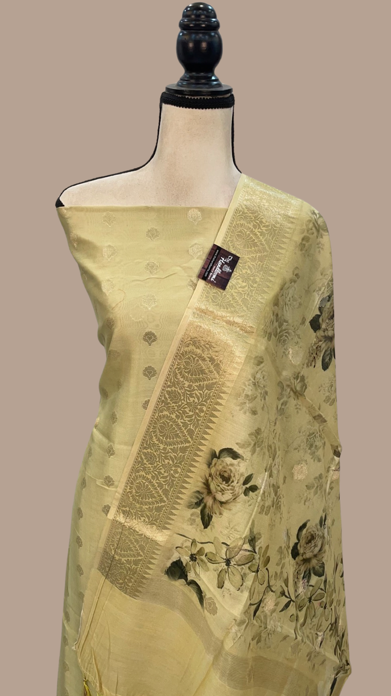 Pure Cotton Banarasi Dress material with digital Print - The Handlooms