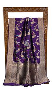 Purple Pure Katan Silk Banarasi Handloom Saree - All over Sona Roopa kadiyal Jaal work - The Handlooms