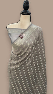 Pure Kora Tissue Crush Handloom Banarasi Saree - The Handlooms