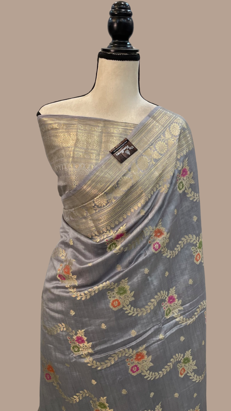 Pure Chiniya Silk Banarasi Saree - Gold Zari - The Handlooms