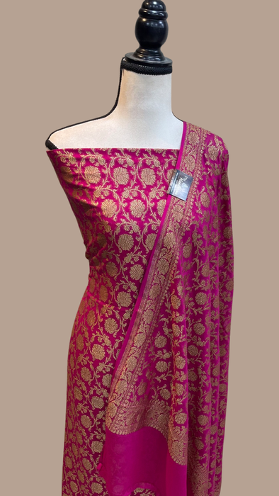 Pure Khaddi Georgette Banarasi Dress material - Antique Zari