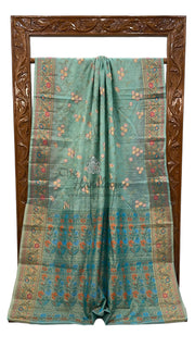 Tussar Silk Handloom Banarasi Saree With Chikankari - The Handlooms